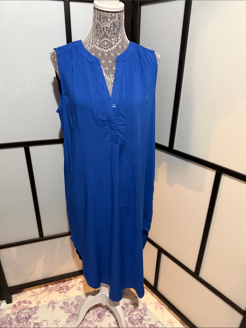 Cupio Cobalt Blue Sleeveless V-Neck Swim Coverup Tunic